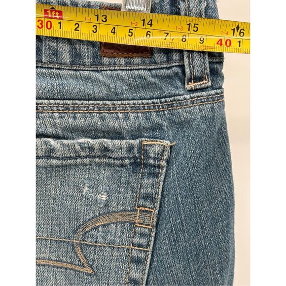 American Eagle Jeans Real‎ Flare Distressed Women Size 6 Blue Mid Rise - Picture 5 of 10